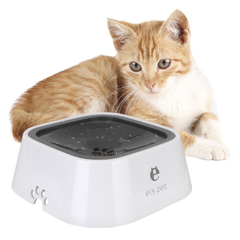 Front view of 1.5L anti-overflow cat dog water bowl