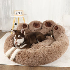 Cozy Comfort: Paw-Shaped Fluffy Dog Bed for Stylish Relaxation