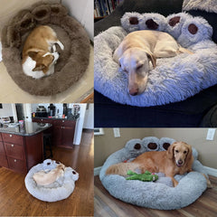 Cozy Comfort: Paw-Shaped Fluffy Dog Bed for Stylish Relaxation