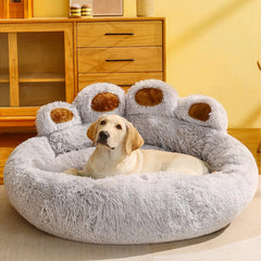 Cozy Comfort: Paw-Shaped Fluffy Dog Bed for Stylish Relaxation