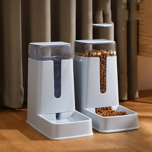 Automatic double pet feeder with water dispenser for dogs and cats
