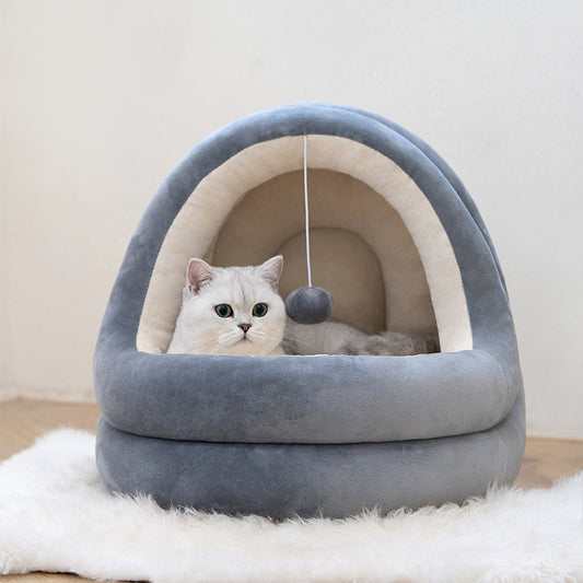 Cozy cat house bed for indoor cats