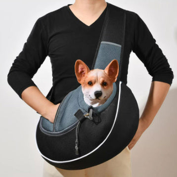 Hands free pet crossbody carrier bag for travel