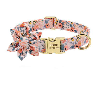 Front view of personalized printed dog collar