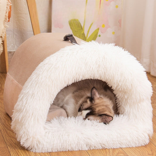 Portable plush pet nest for cats and dogs